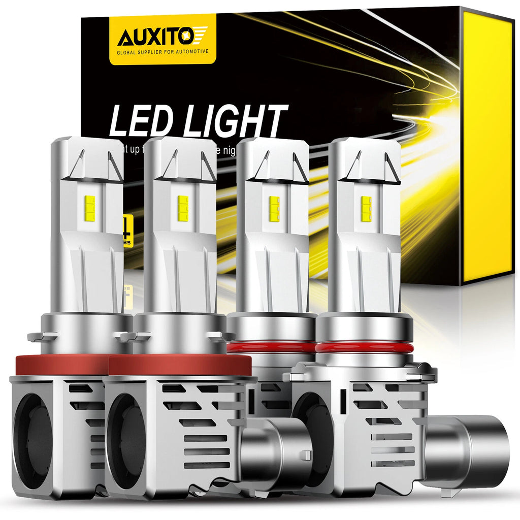 Set of 4 AUXITO 9005 H11 LED Headlight Bulbs 6500K White 48000LM for Cars