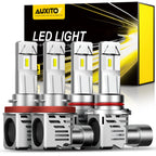 Set of 4 AUXITO 9005 H11 LED Headlight Bulbs 6500K White 48000LM for Cars