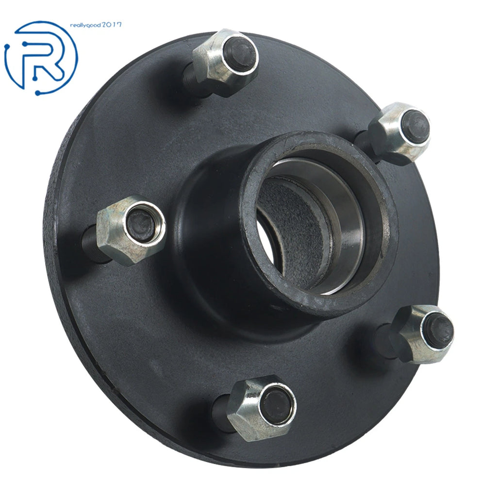 Set of 2 Trailer Hub Kits for 3500 lbs Axle (5 on 5" Bolt, Round Spindle)