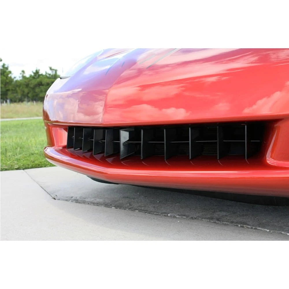 Black Powder Coated Front Retro Style Grille Overlay for 2005-13 Chevy Corvette
