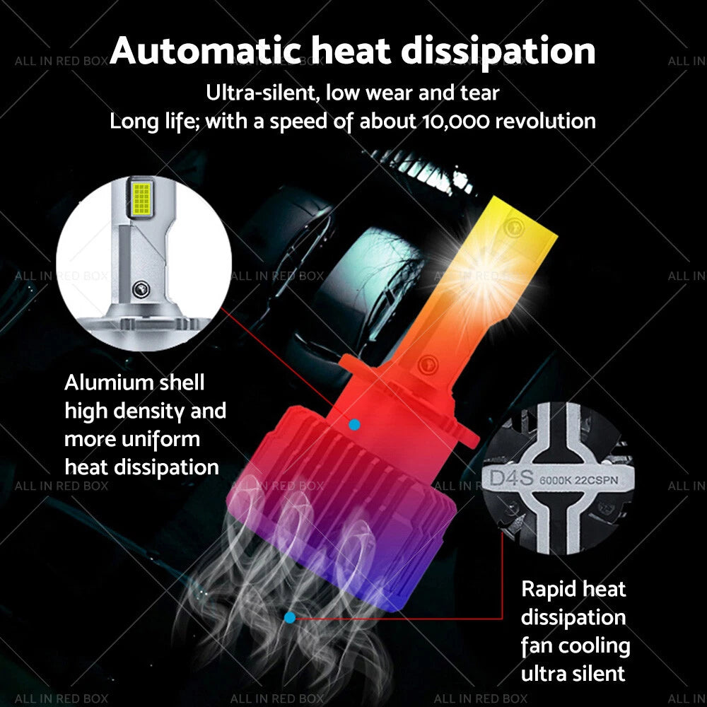 2X D4S D4R LED Headlight Bulb for HID Xenon (180W, 6000K)