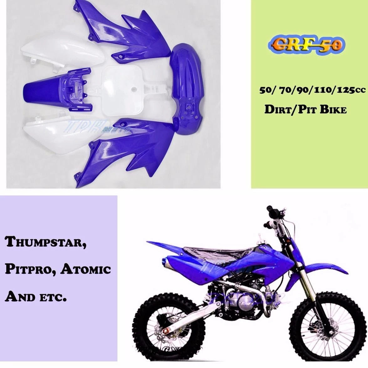 Plastics Kit for Honda/Thumpstar/Atomik/Pitpro CRF 50 (50-125cc)