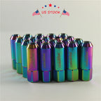 Set of 20 Neo Chrome Spiked Extended Tuner Lug Nuts for Wheels 60mm