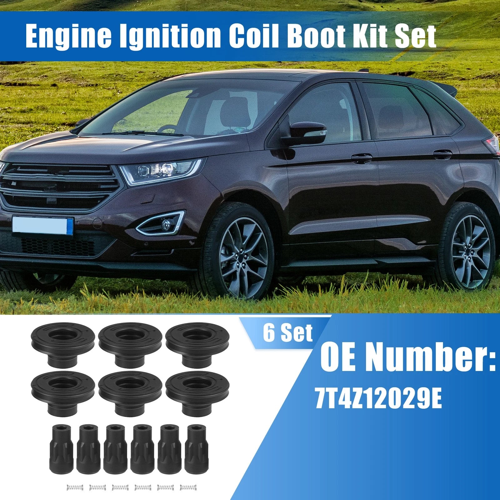 Set of 6 Engine Ignition Coil Boot Kit No. 7T4Z12029E for Ford Transit-350 HD (2015)