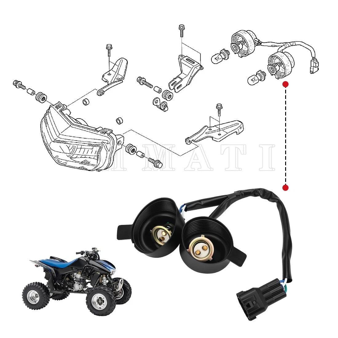 Headlight Socket for Honda Sportrax TRX300X/EX TRX400EX TRX450R/ER (2006–2014)