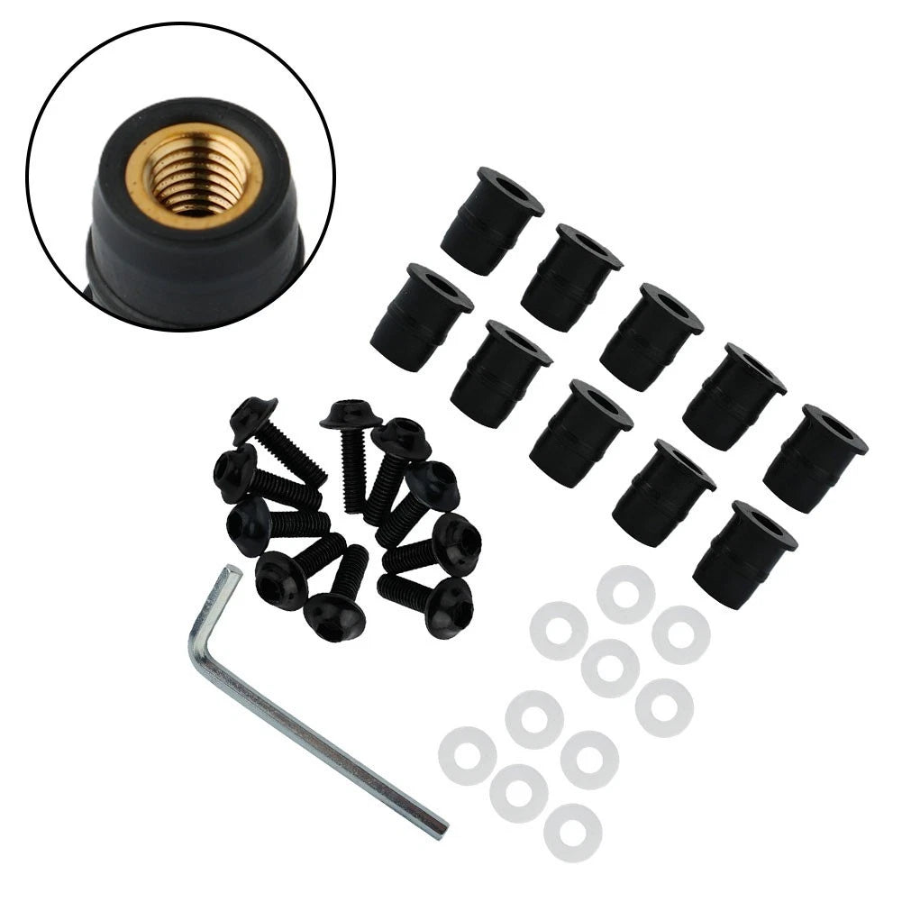 Screw Kit for Windshield Accessory (CNC Bolt, Aluminum + Plastic, Black)