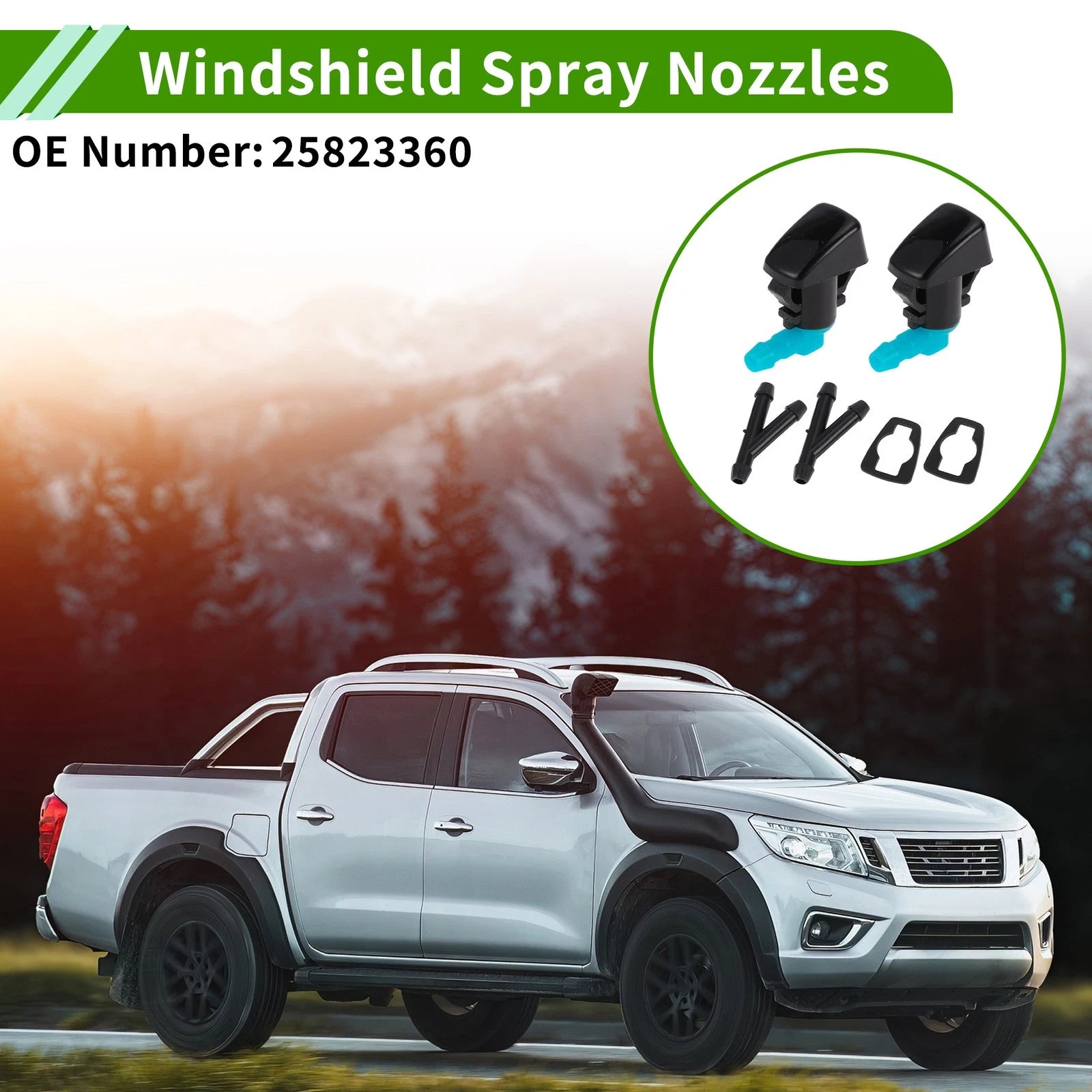 Windshield Washer Nozzle Set of 2 with Y Hose Connector for Chevrolet (2013–2017)