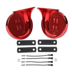 Pair Red Waterproof Car Horns for Universal Fit (12V)