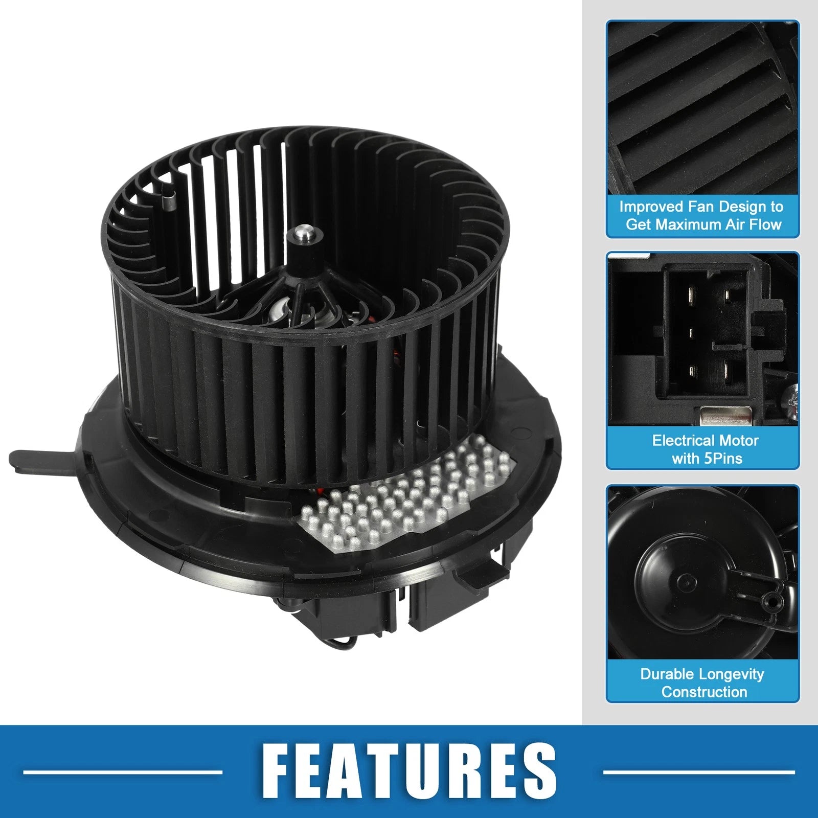 HVAC Heater Blower Motor Fan Assembly for Audi A3 (2006–2013) 1K1820015C