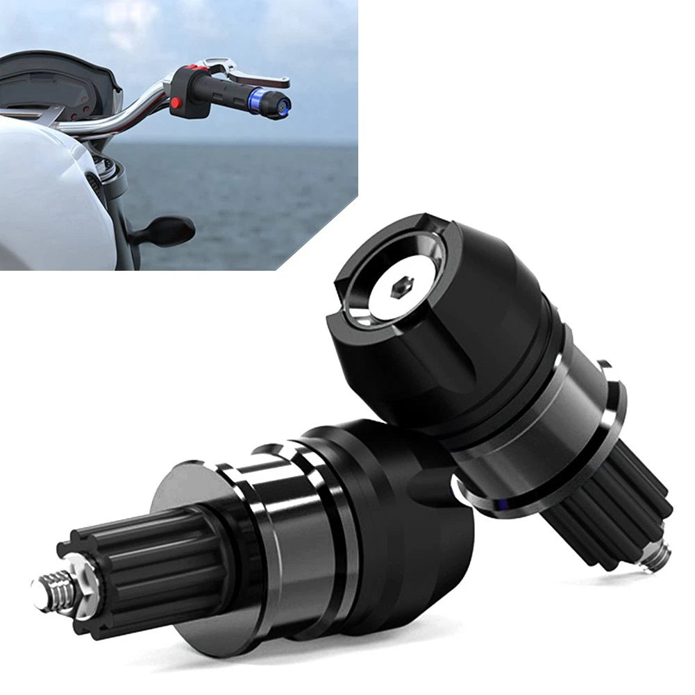 Pair Handlebar Grips Bar End Cap Plugs for Motorcycle ATV (CNC, Black)