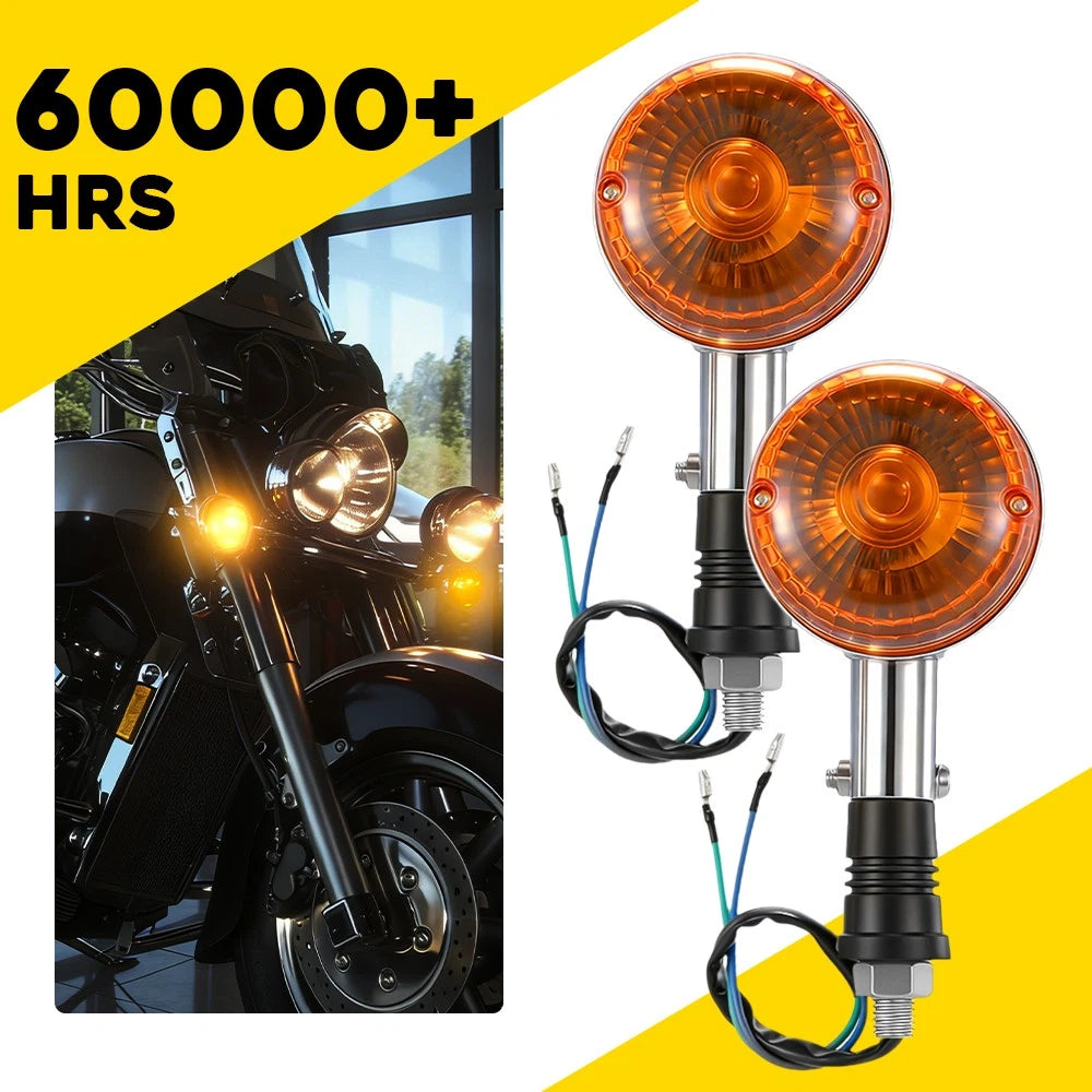 2Pcs Chrome Turn Signal Indicator Lights for Yamaha Road Star 1600 1700 (2000–2007)