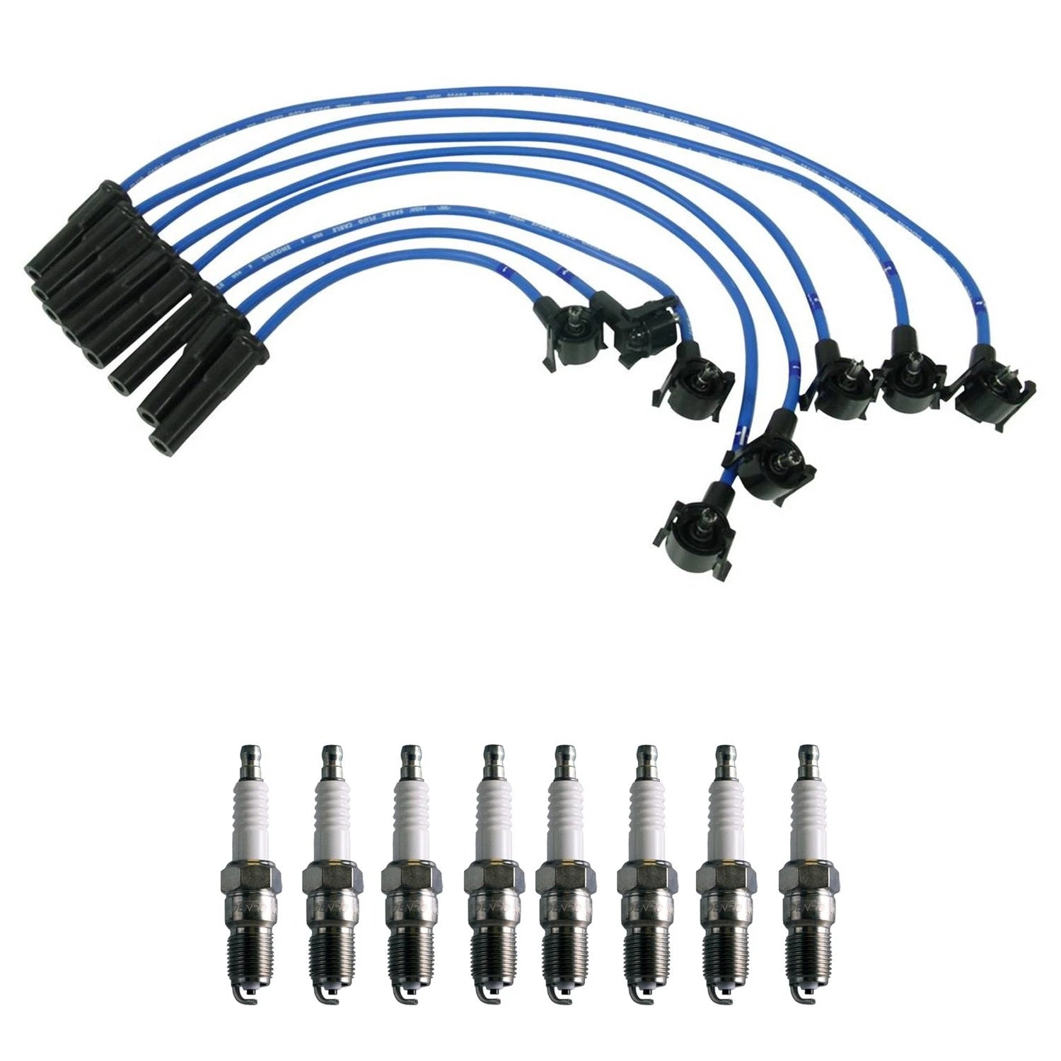 NGK 8mm Wire Set & Denso Spark Plug Kit for Ford Ranger 2.3L (1998–2011)