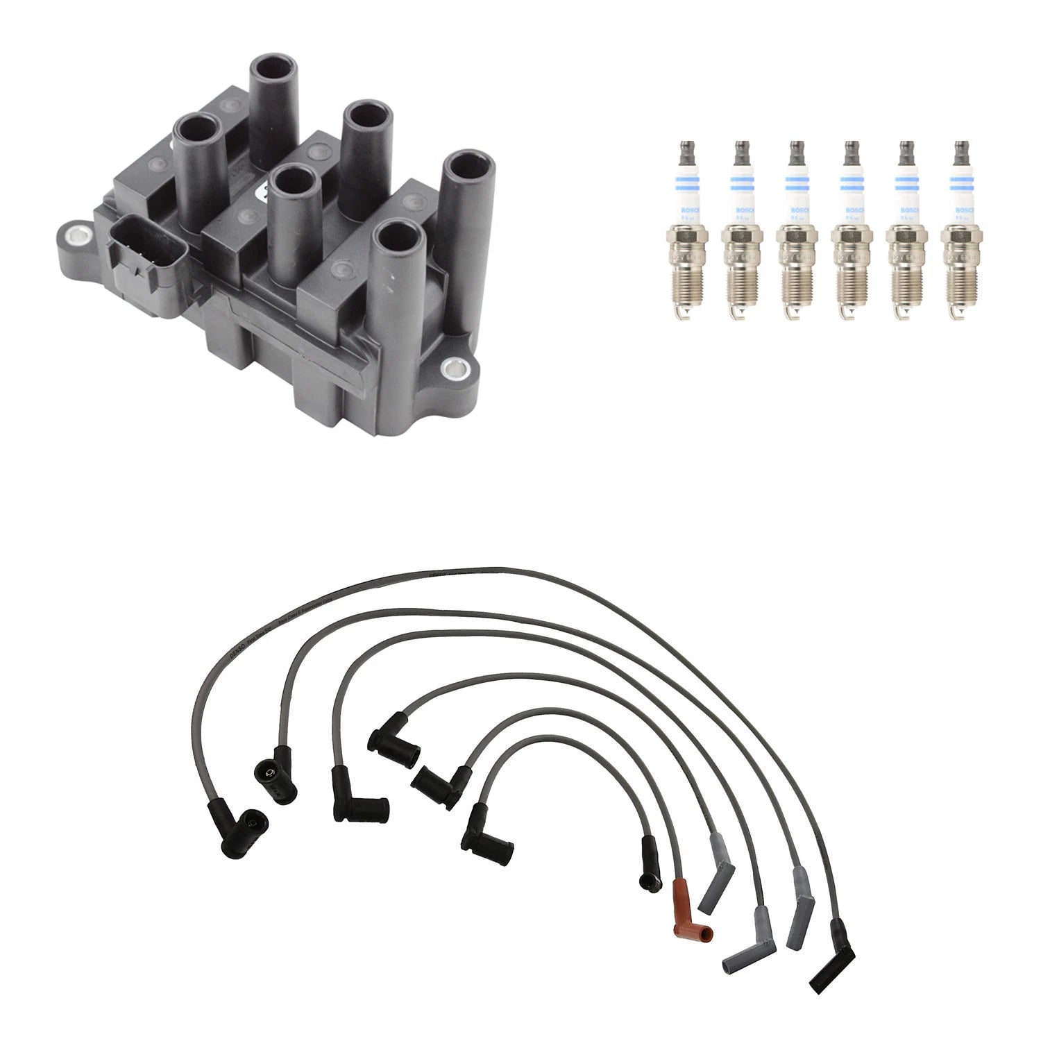 Set of 6 Denso Ignition Coil Wires & Bosch Platinum Spark Plugs for Ford Ranger