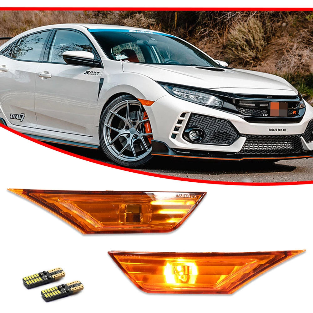 Side Marker Lights for Honda Civic (2016–2021) with Amber LED Bulbs