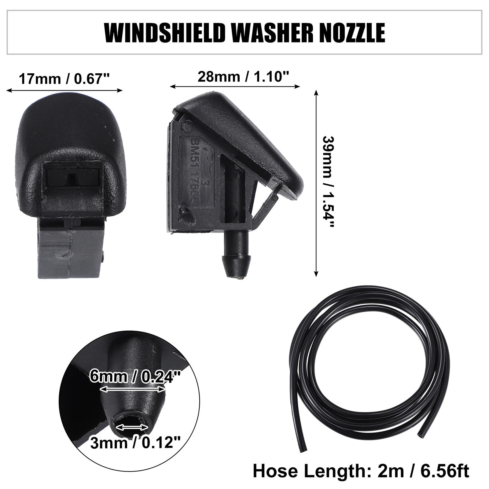 Set of 2 Windshield Washer Nozzles for Ford Focus (2012–2018) No.BM5117666AB