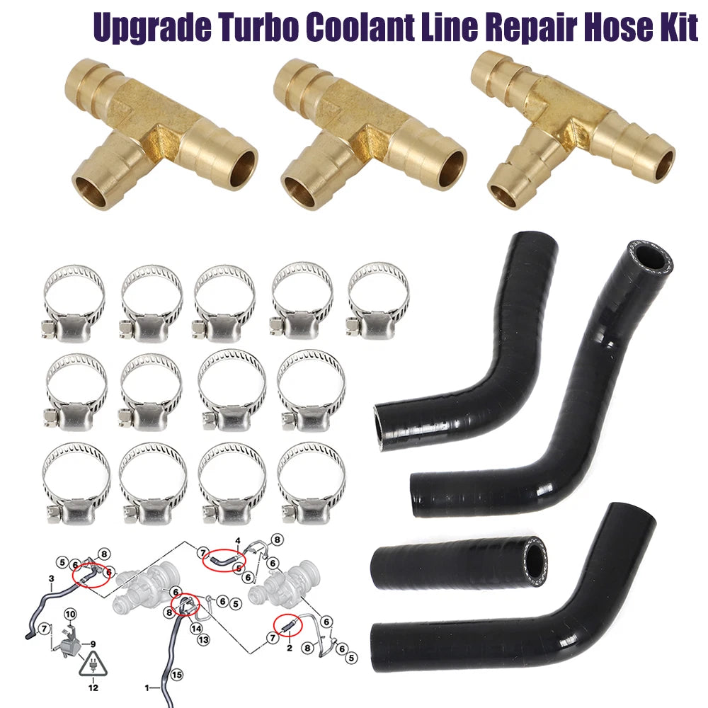 Turbo Coolant Line Repair Hose Kit for BMW N63 F07 F10 F06 F12 X5 E70 X6