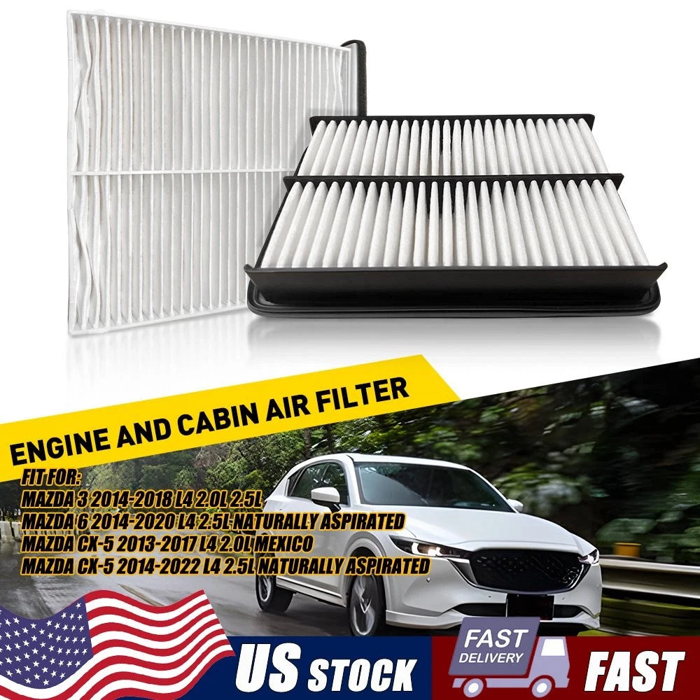 Set of 2 Engine and Cabin Air Filters for Mazda CX-5 (2013–2022) PE07-13-3A0 V