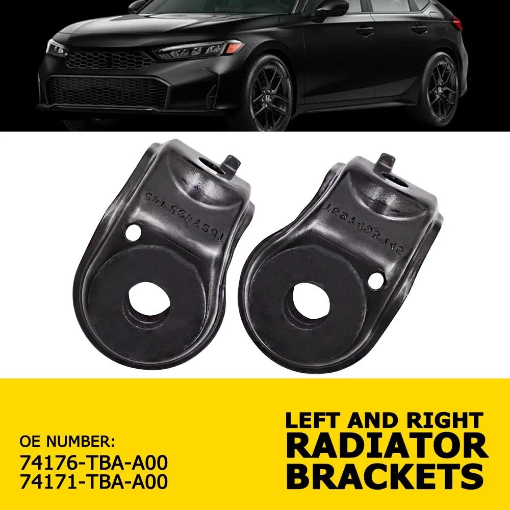 Set of 2 Black Radiator Upper Mounting Brackets for Honda Civic (2016–2021)