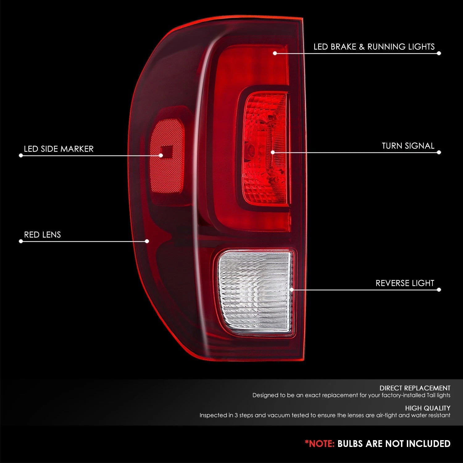 LED Taillights Assembly for Honda Ridgeline (2017–2023) OE Chrome Housing