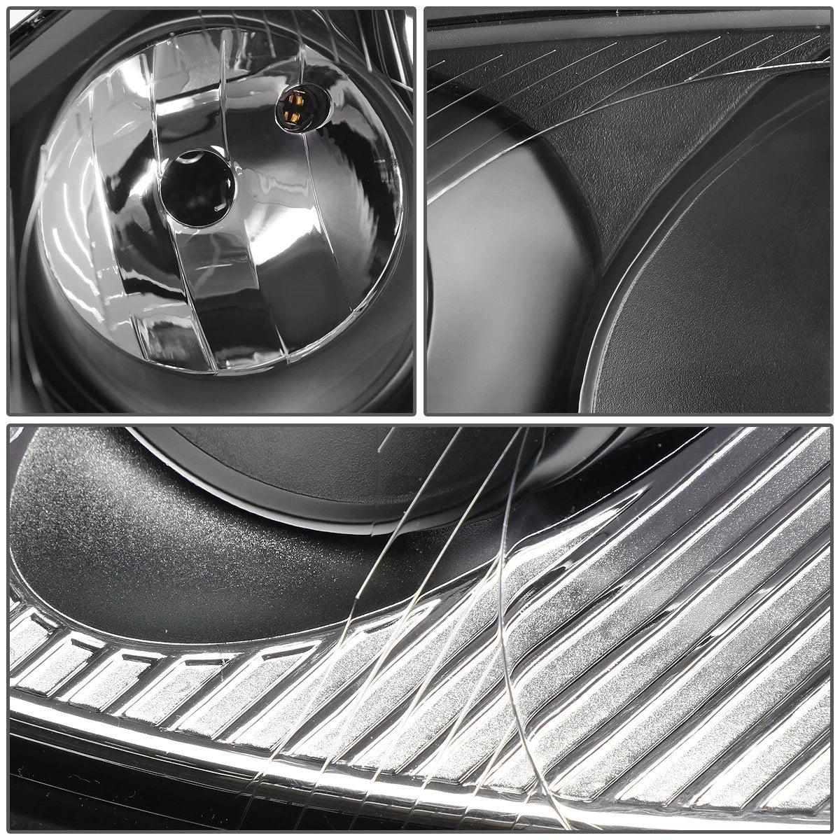 Pair of Headlights for VW Jetta Mk5 (2005–2010) - Black Housing, Clear Corner