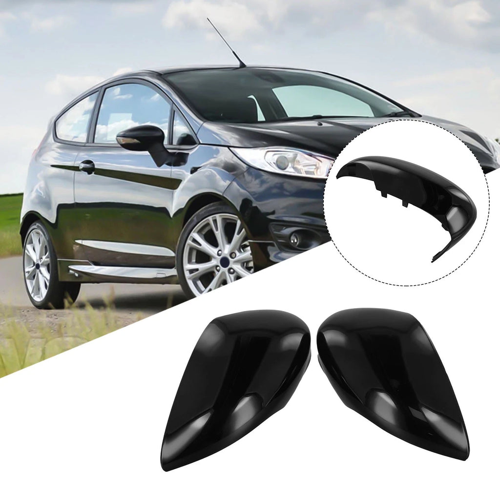 Glossy Black Mirror Cap Set for Ford Fiesta MK7 (2013–2019)
