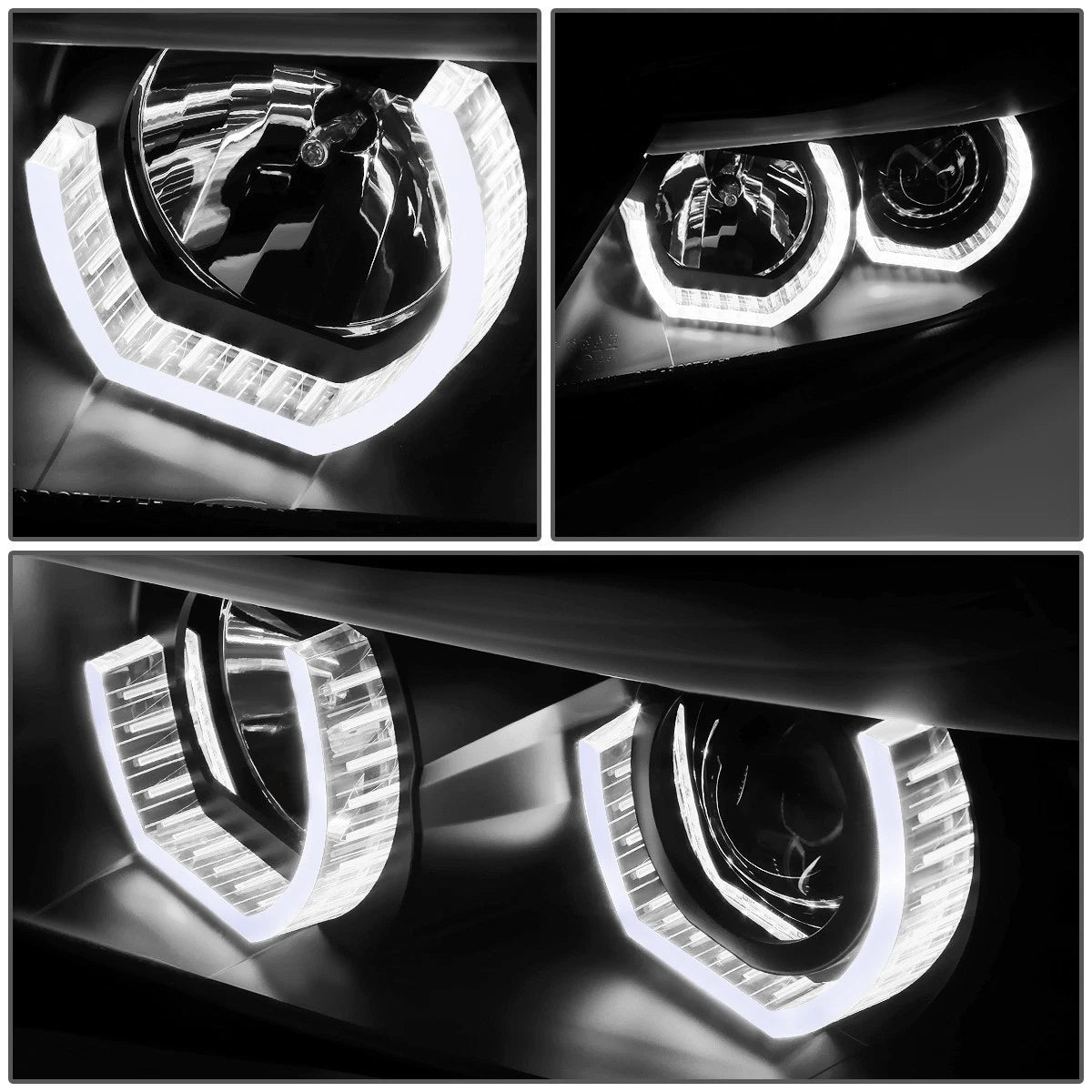 2X LED U-Halo Projector Headlights for BMW E90 3 Series (2006–2008)