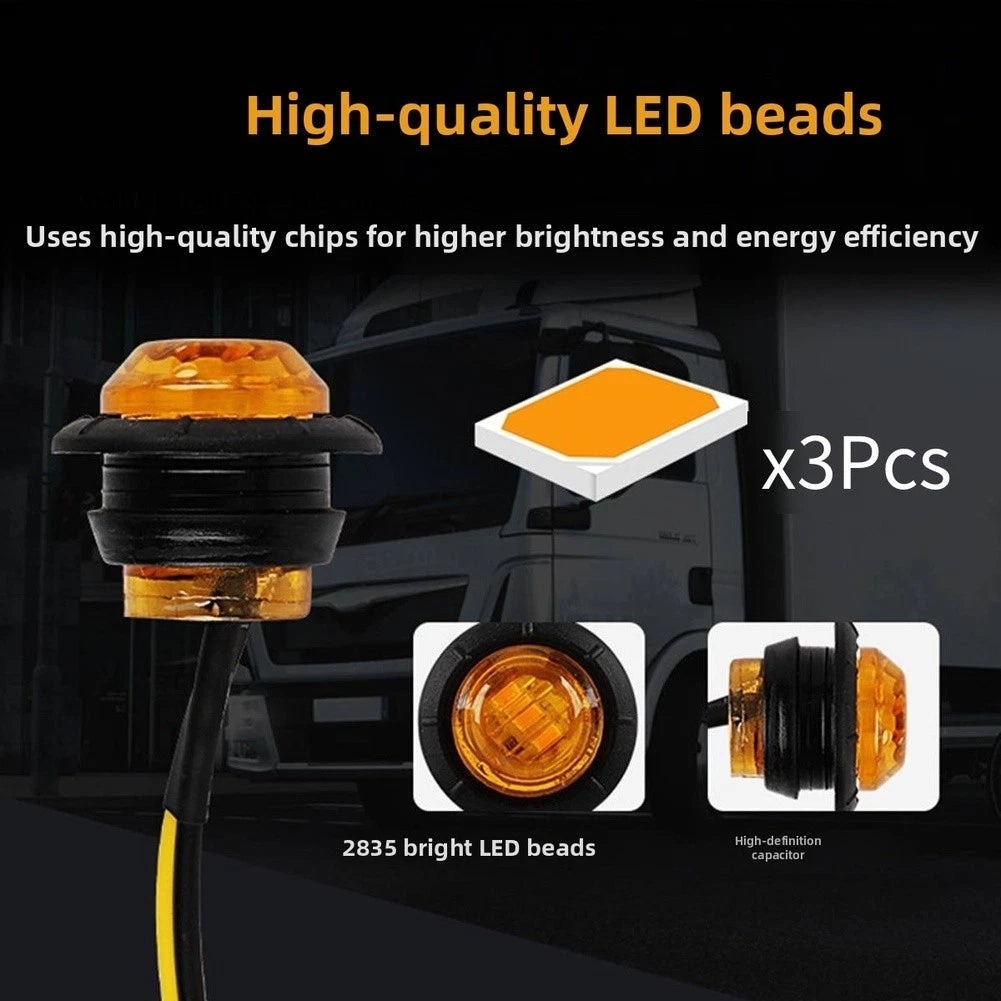 Set of 4 24V LED Side Marker Lights for Trucks - Amber Red Blue White Green