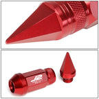 Set of 20 J2 7075 Forged Aluminum M12x1.25 Spiked Cap Lug Nuts w/Adapter Red