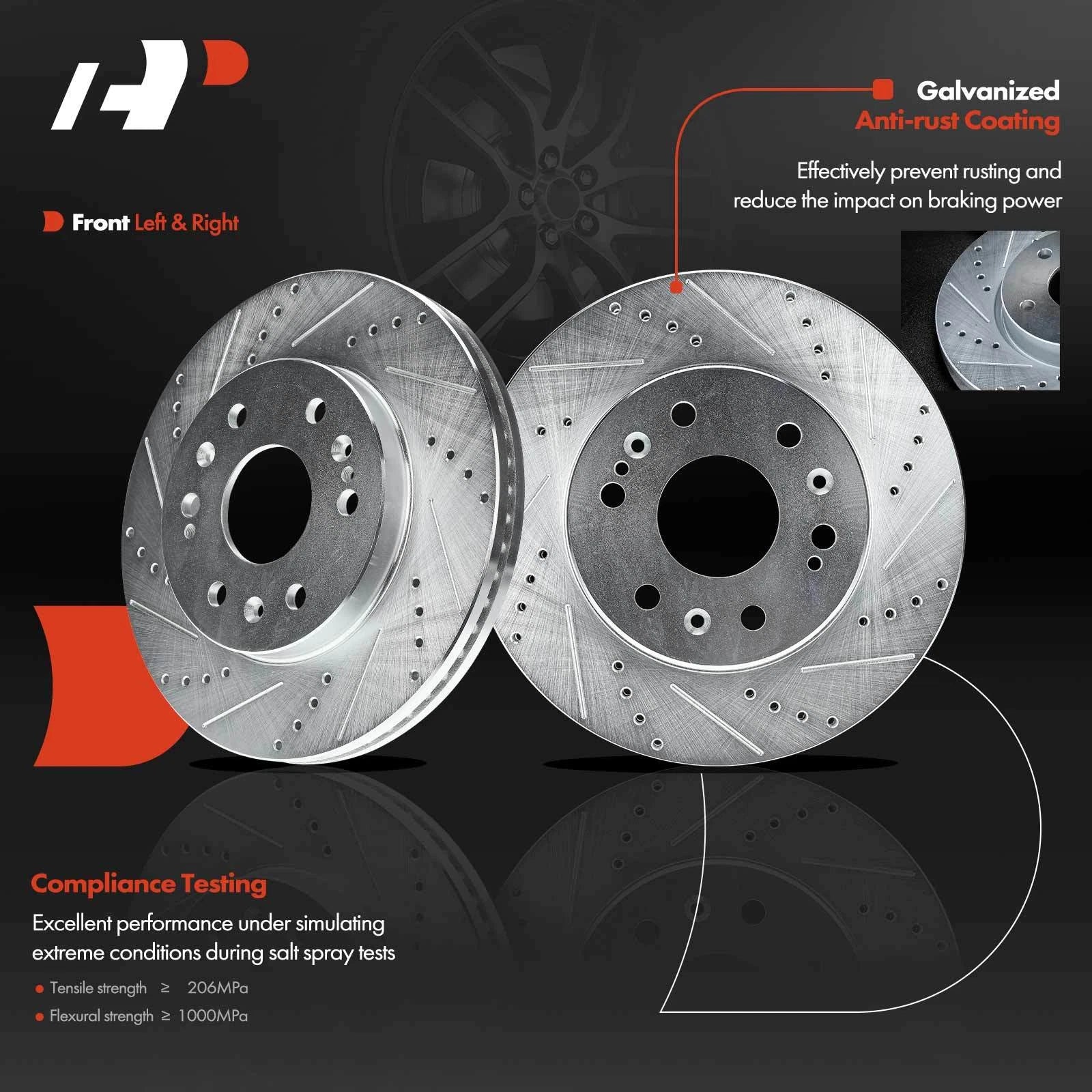 Front Drilled Brake Rotors & Ceramic Pads for Honda Odyssey (2005–2010)
