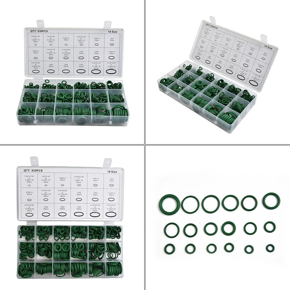 530 Pcs Rubber O-Ring Assortment Set for Automotive Tools