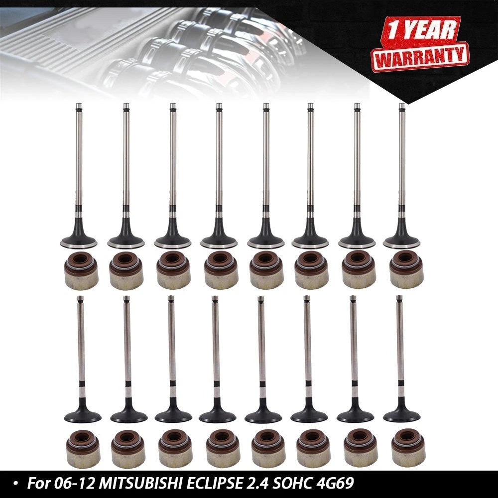 Set of 16 Intake Exhaust Engine Valves for Mitsubishi Eclipse (2006–2012)