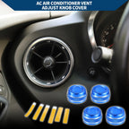 Set of 4 AC Vent Adjust Switch Knob Cover Rings for Ford Bronco Sport (2021–2023) Blue