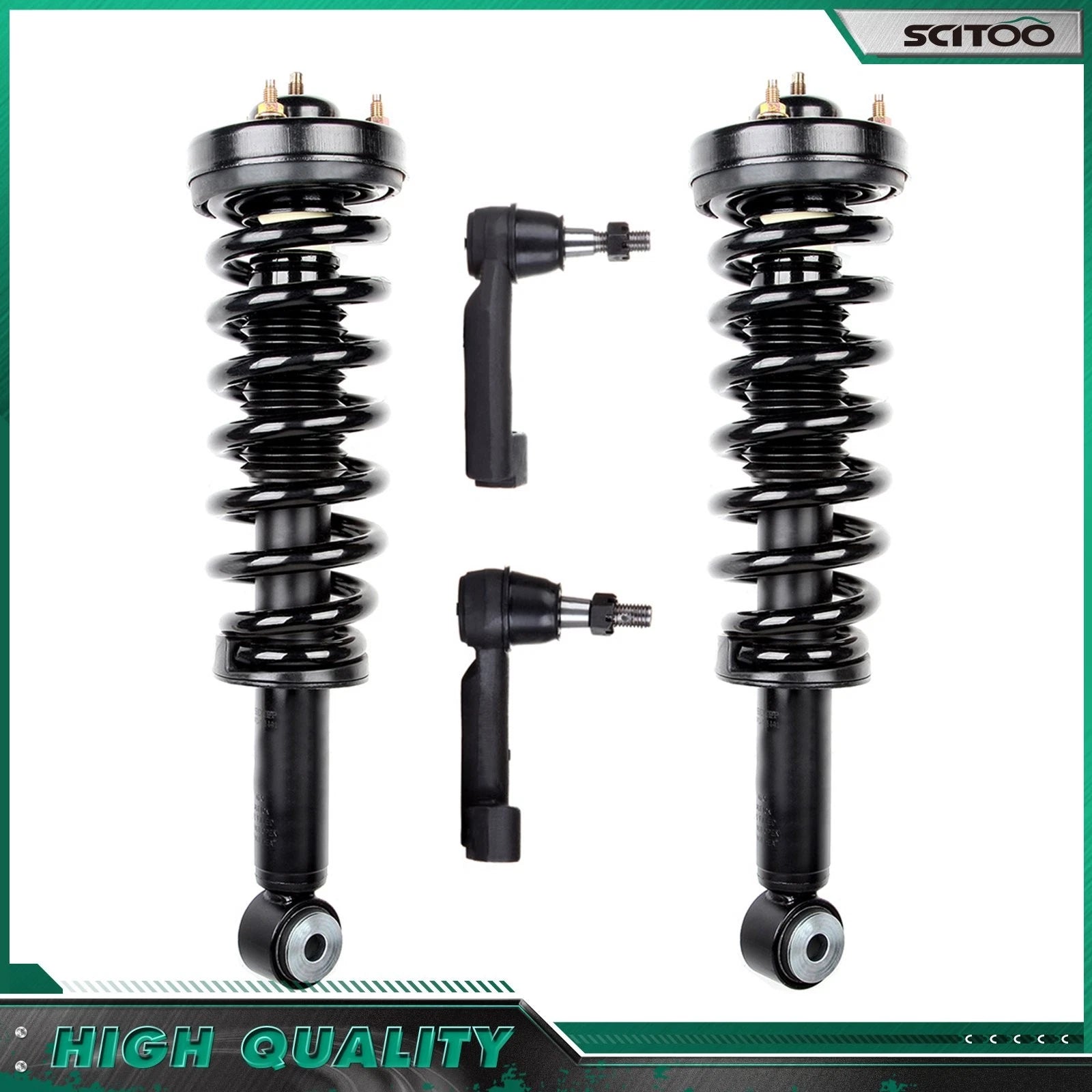 Set of 2 Front Strut & Spring Assemblies + Sway Bar Tie Rods for Ford F150 (2009–2013)