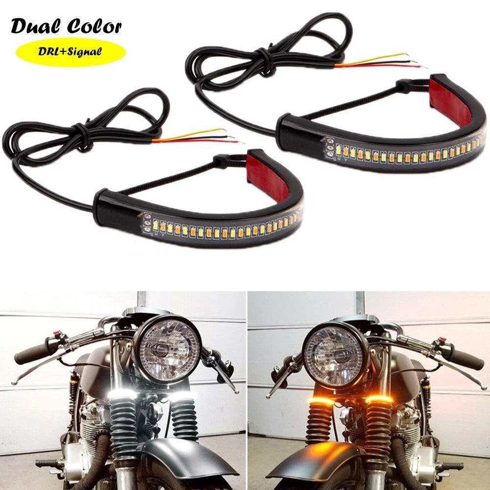 2X Switchback LED Turn Signal Light Strips for Motorcycle