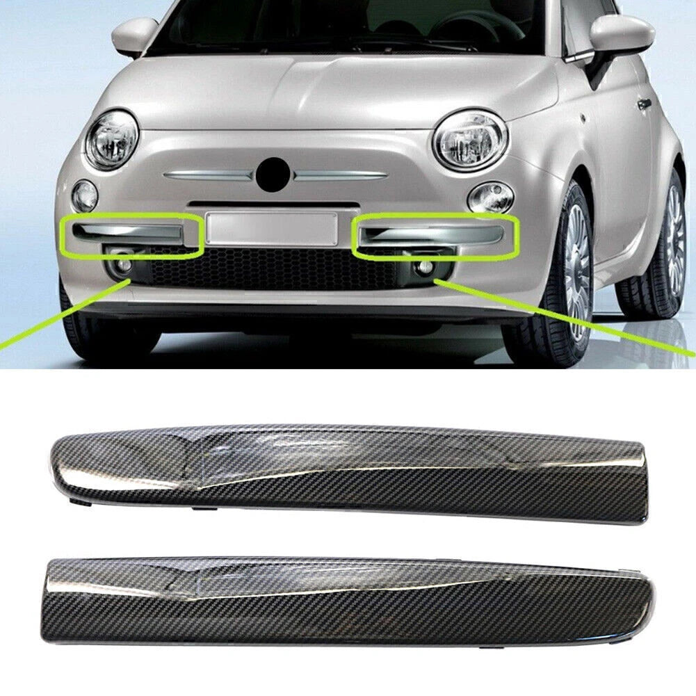 1 Pair Carbon Fiber Front Bumper Molding Trim for Fiat 500 (2007–2015)