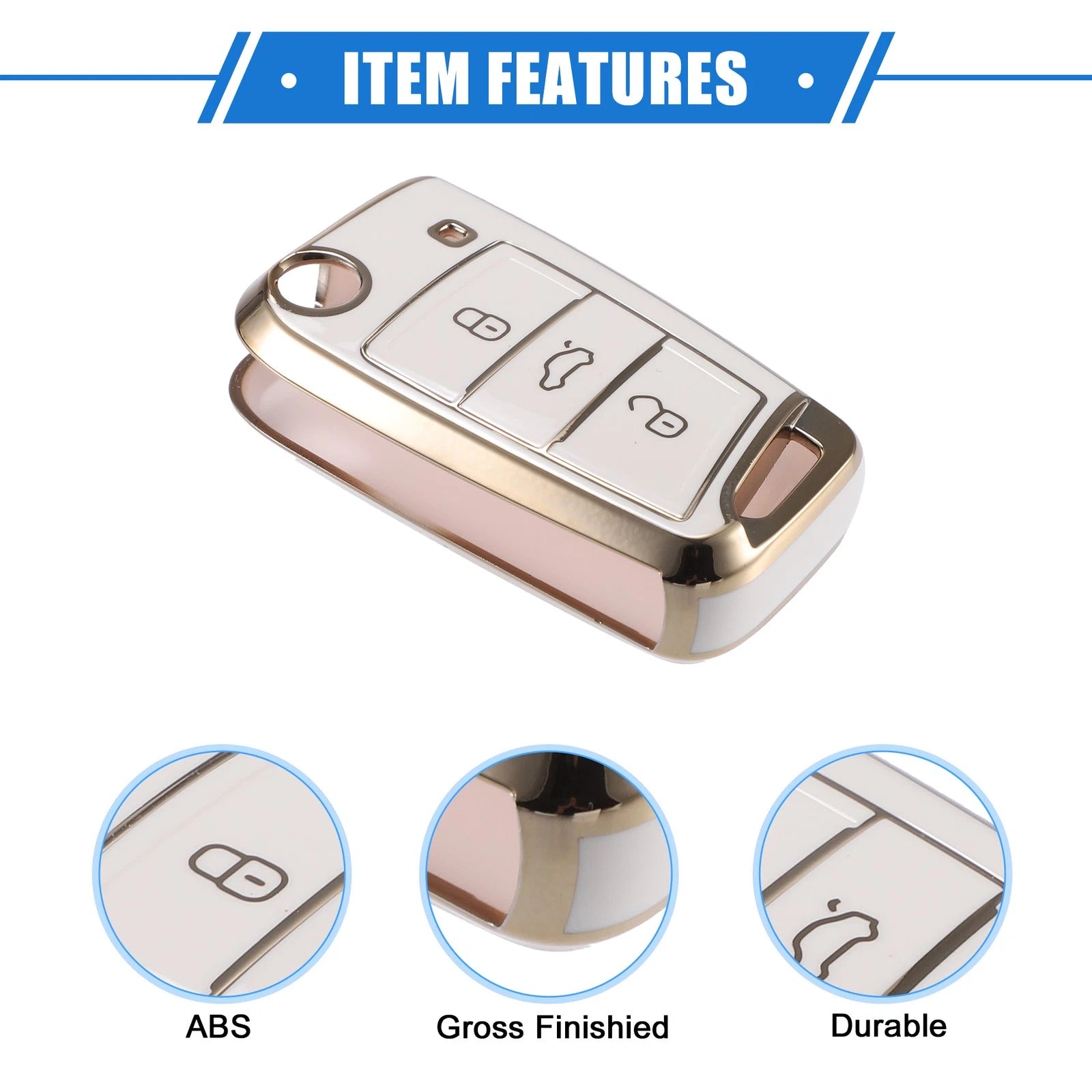 3X Remote Key Fob Case Cover for Volkswagen Golf 7 (2013–2020) TPU White
