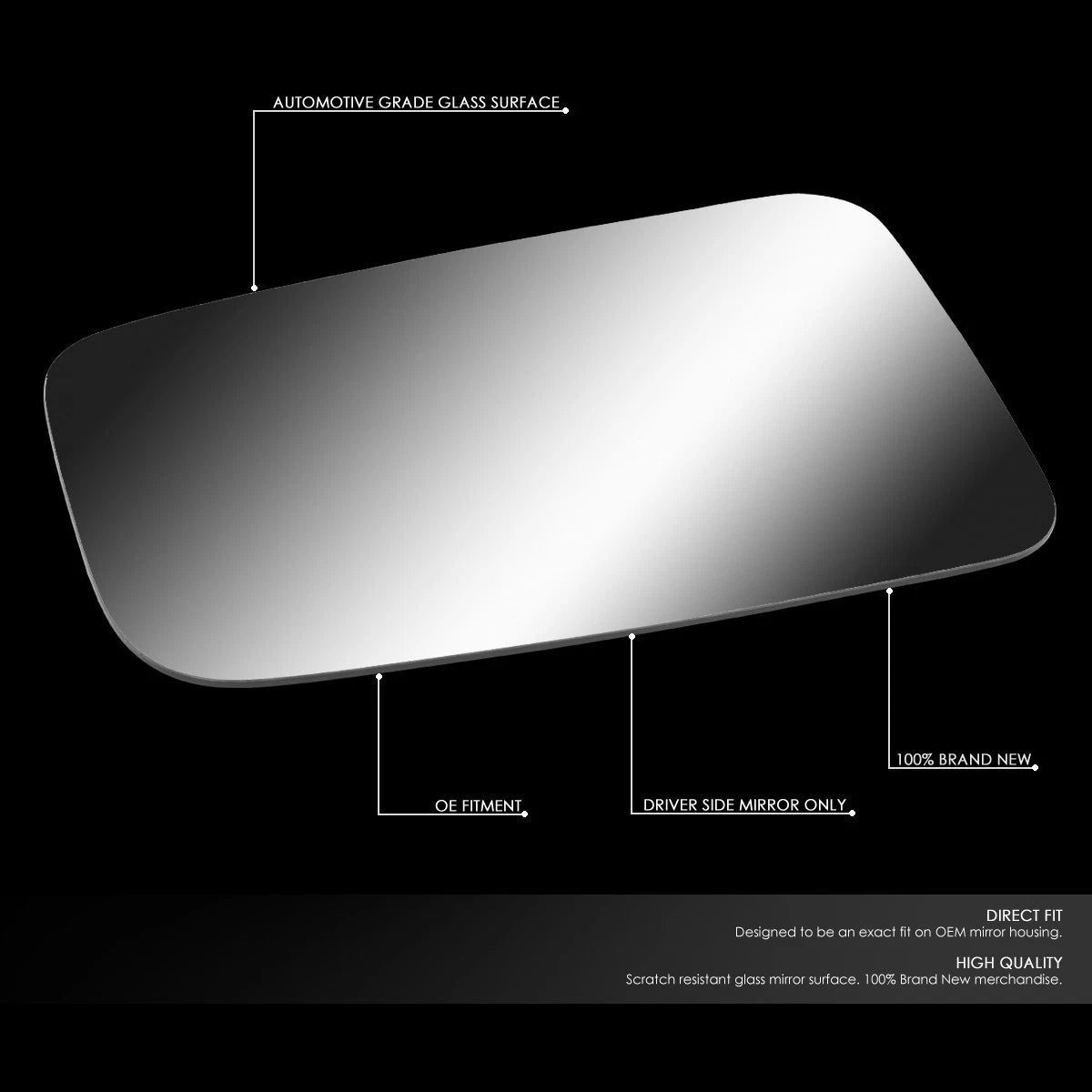 Left Side Rear View Mirror Glass for Jeep Wrangler (1987–1993)
