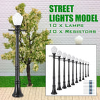 10 PCS LCX04 Lamp Post Lights for Model Railway (12V)