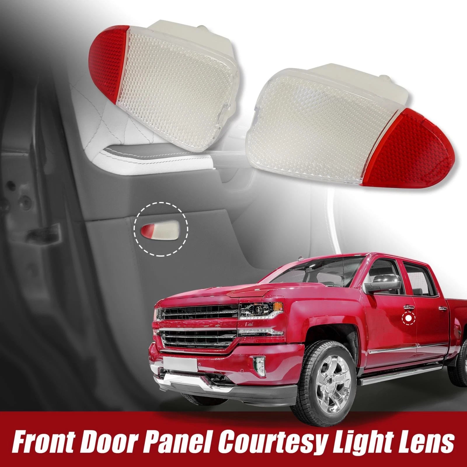 Pair Front Door Panel Courtesy Light Lens for Ford F-150 F-250 