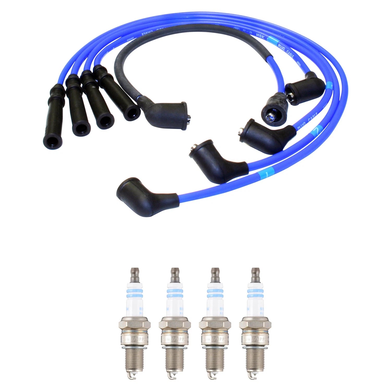 NGK 7mm Wire Set & Bosch Platinum Spark Plug Kit for Mazda B2200 (1987–1993)