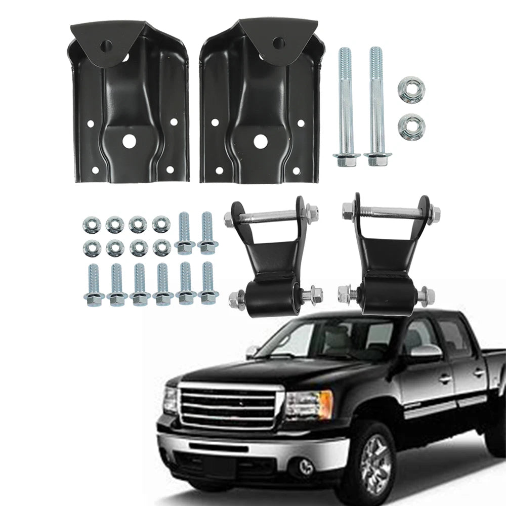 Rear Leaf Spring Hanger Bracket Shackle Kit for Chevy Silverado GMC Sierra 1500 (2007–2018)