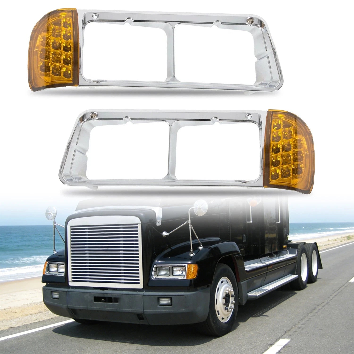 Headlight Bezel with LED Turn Signal for Freightliner FLD120
