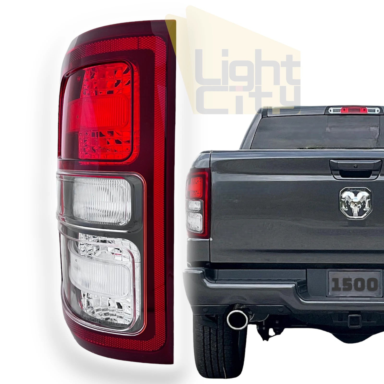 Driver Side Tail Light LH for Ram 1500 (2019–2023) - Incandescent, Black Bezel