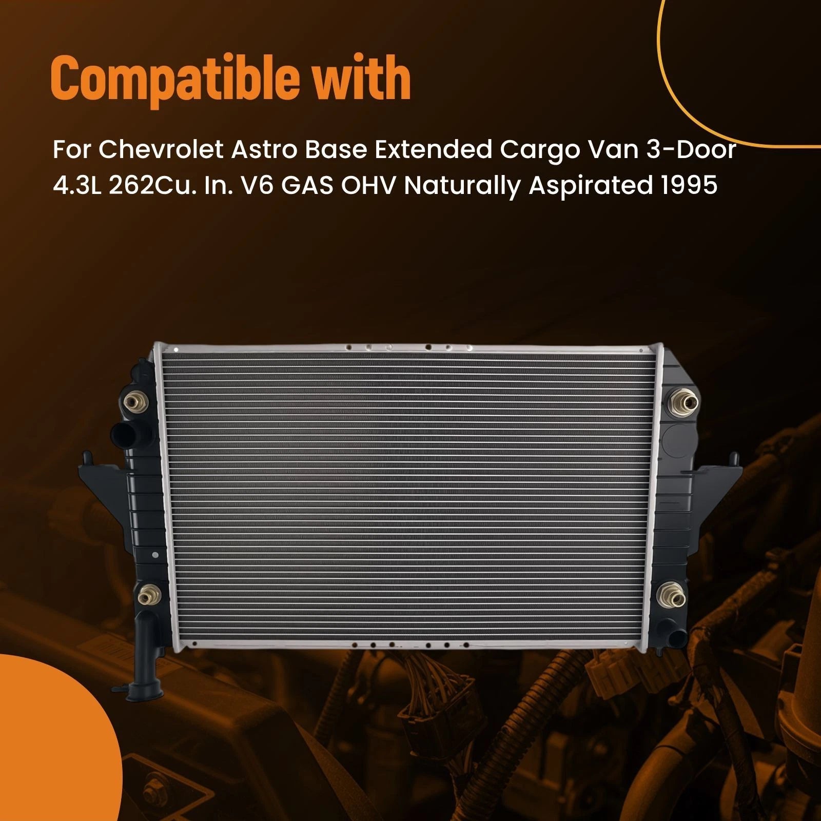 Coolant Radiator for GMC Safari 4.3L V6 (1995) 52463624 Crossflow AT