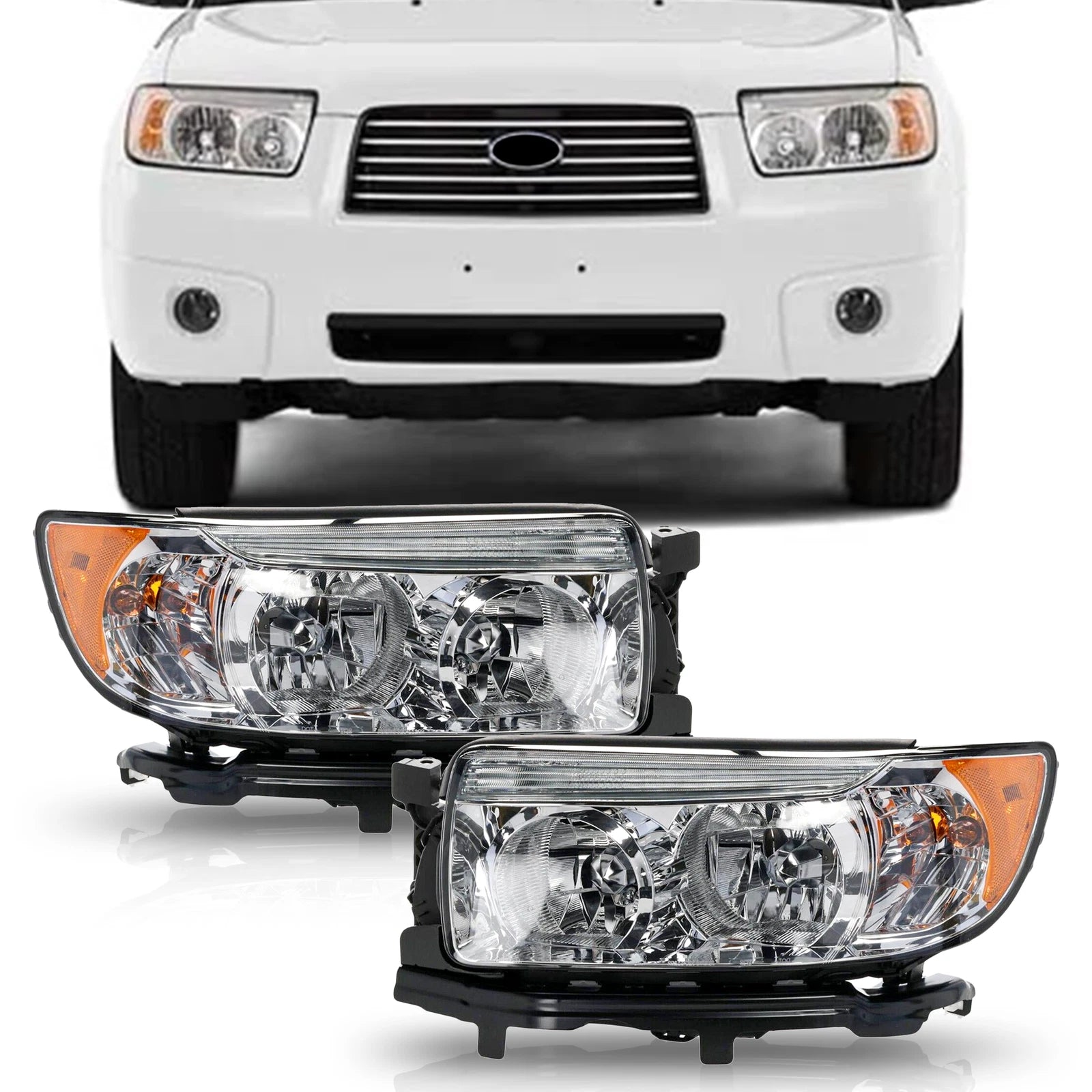 Set of 2 Halogen Headlights for Subaru Forester (2006–2008)