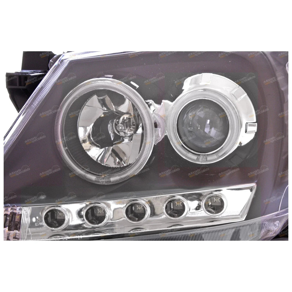 2 x LED Black Projector Headlights for Toyota Hilux (2005–2011)