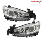 Set of 2 Projector Headlights for Mazda 6 (2014–2017) Black Housing