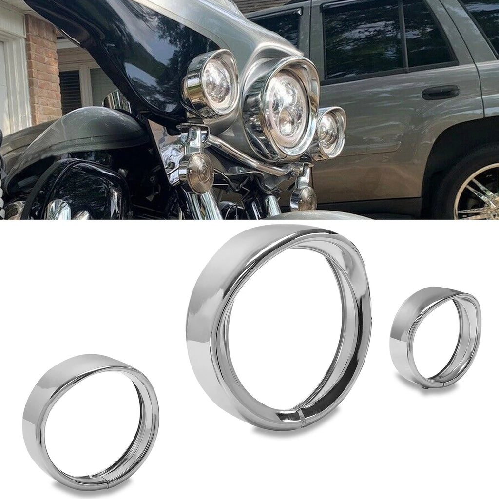 7" Headlight & 4.5" Passing Light Trim Ring for Harley Touring (1994–2023)