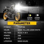 AUXITO LED Headlight Bulbs for Motorbike ATV UTV (3000K Yellow, 6000K White)
