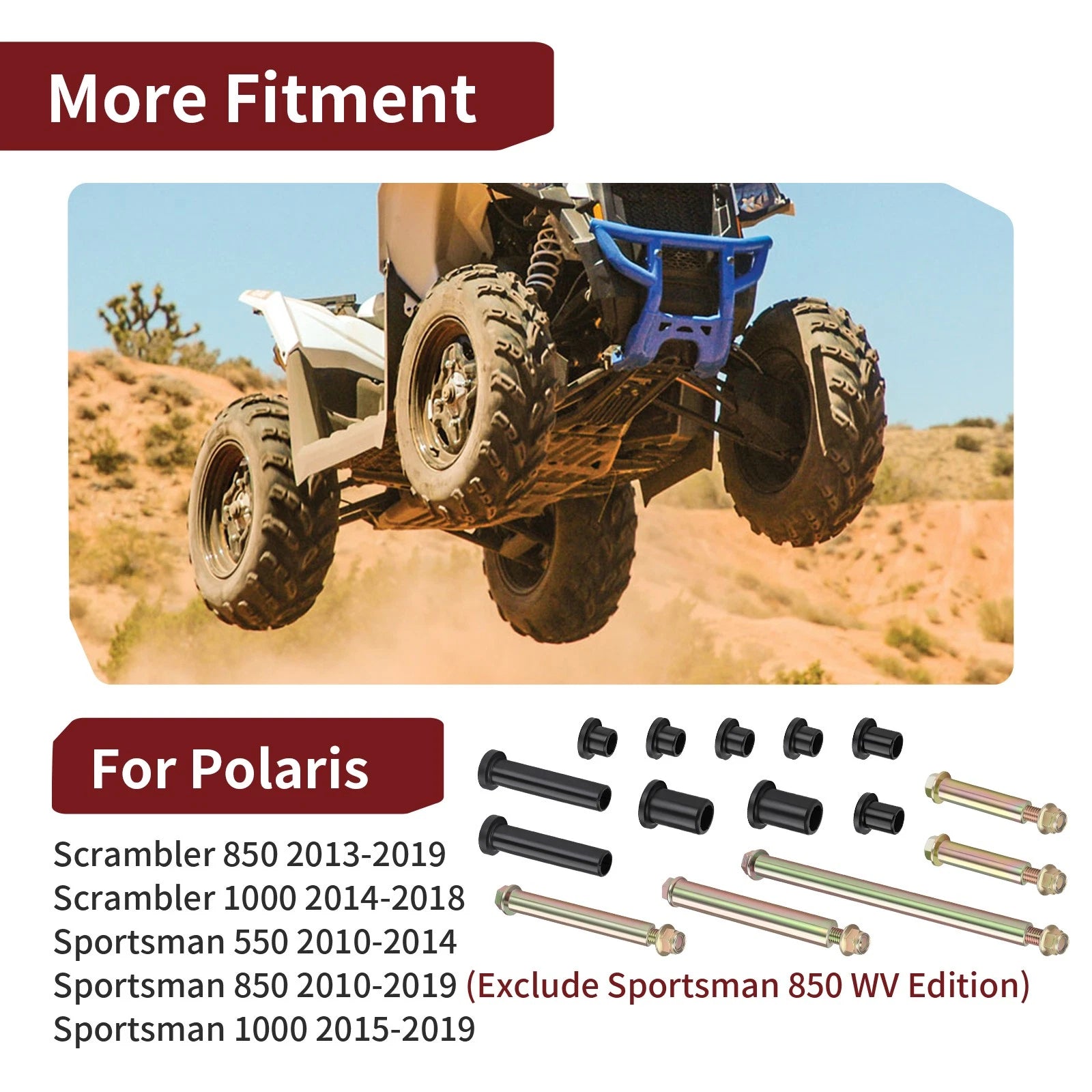 Rear A-Arm Bushing & Shaft & Bolt for Polaris Sportsman 550 (2010–2014)